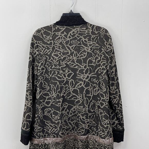 Chico's Womens Cardigan Wrap Medium Animal Print Mixed Media Duster Open Front - Picture 6 of 10